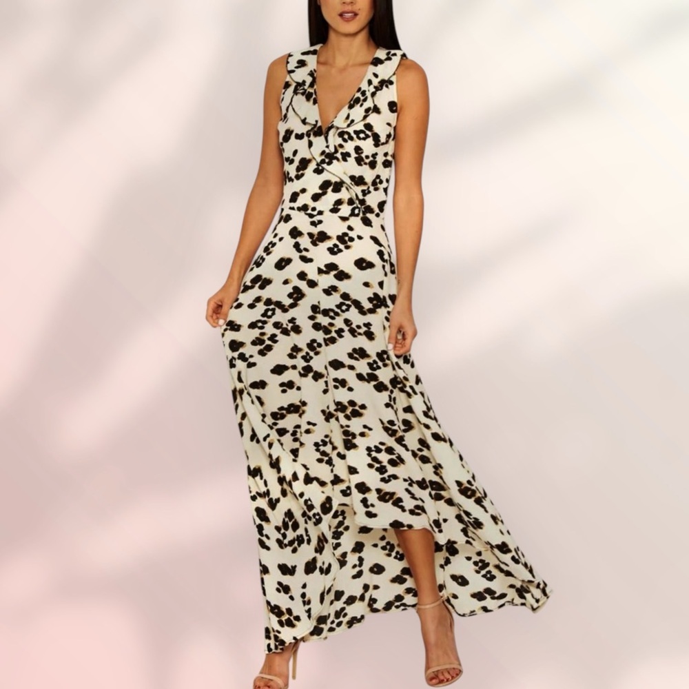 AX Paris Cream Maxi Dress with Black and Brown Spot Print
